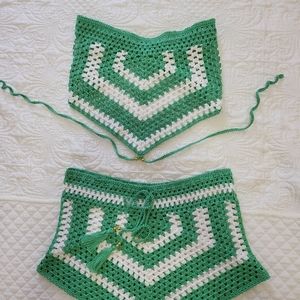 Crochet Crop Top and Shorts Set